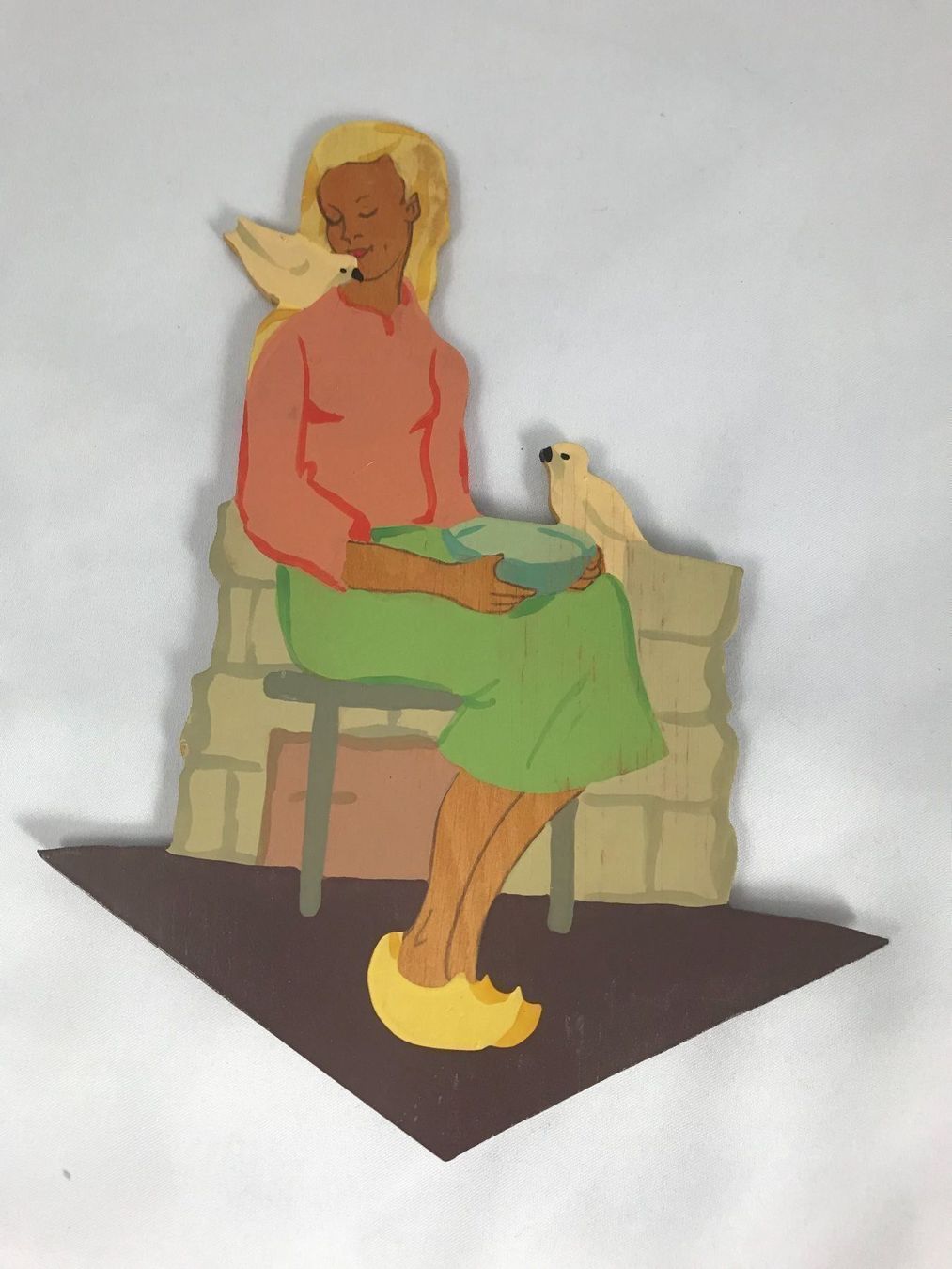 Statuette: Holzbild Märchenfigur Aschenputtel / Aschenbrödel – Usato da Zollikofen venduto da pico27