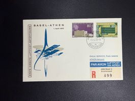 Erste direkte Luftpost Basel-Athen 1970