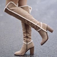 Stiefel Damen Overknees gefüttert Beige Grösse 36/37