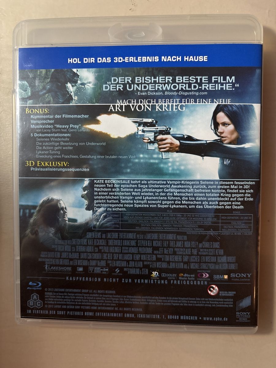 Tutti i DVDs: Underworld: Awakening - Blu-ray 3D - Top Zustand! – Usato da Ruswil venduto da Slivio_ 1
