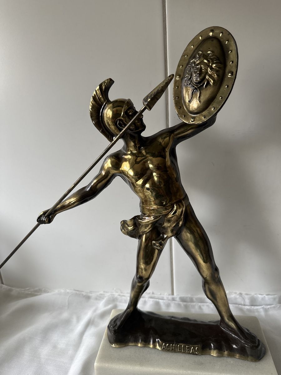 Sculture & Statue: Metallfigur "Achilleus" auf Marmorsockel – Usato da Zürich venduto da Chaeffeler 1