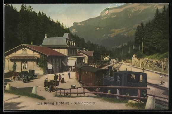 Cartoline postali: AK Brünig, Bahnhofbuffet mit Bergbahn – Usato da Berlin venduto da bartko-reher