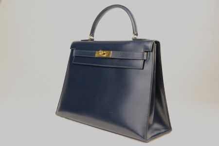 Vintage Hermès Kelly 32 Box Calf – Navy Blau (von 1982)