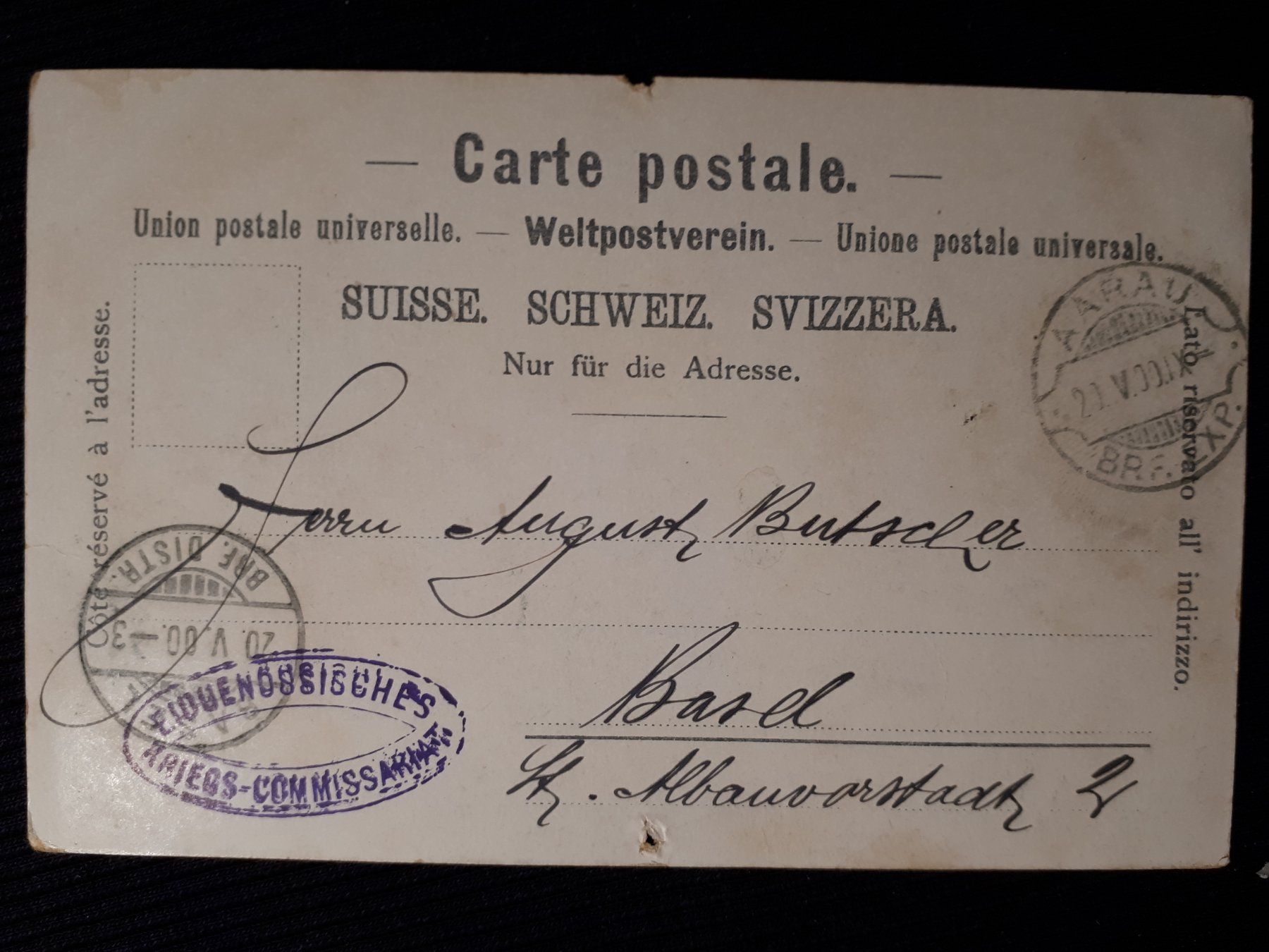 Cartoline postali: AARAU 1900 - RASIERSTEMPEL - MIT MANGELN – Usato da Ponto Valentino venduto da giorgia06 1