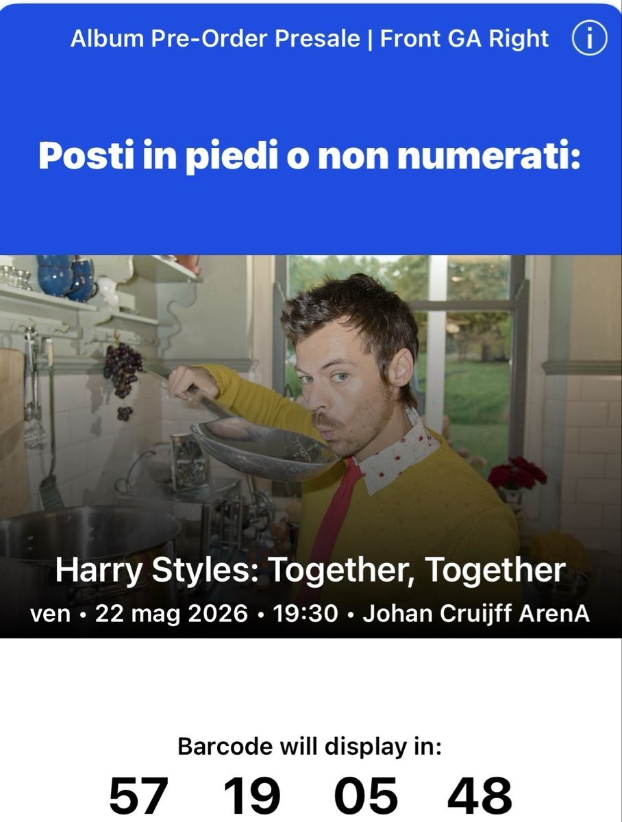 Biglietti: Harry styles Amsterdam 22 May 2026 – Nuovo e nell'imballaggio originale da St. Gallen venduto da sar_nfg8