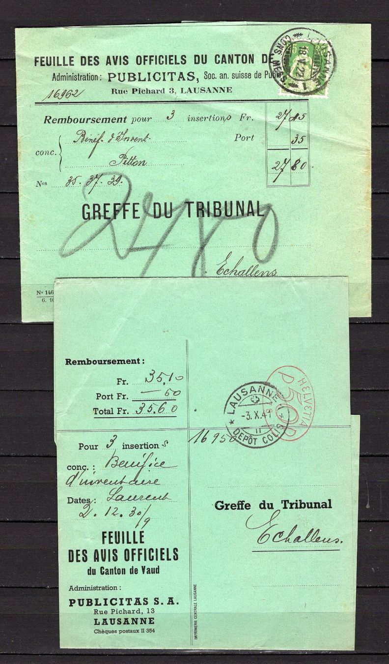 Tutti i francobolli: R2601  /  Bandes pour journaux – Usato da Ste-Croix venduto da MONT-TAGNAC
