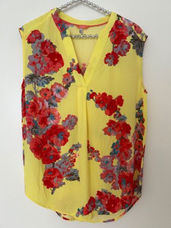 Sommerliche Joules Bluse, Gelb mit Blumenmuster, Gr.38