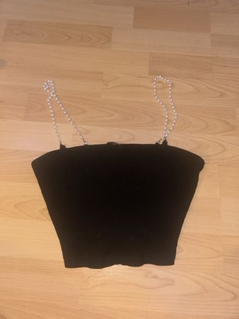 Haut femme noir bretelles perles état comme neuf