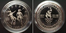 USA 1/2 Dollar 1996 Frauenfussball OLYMPIA ATLANTA Ku-Ni PP