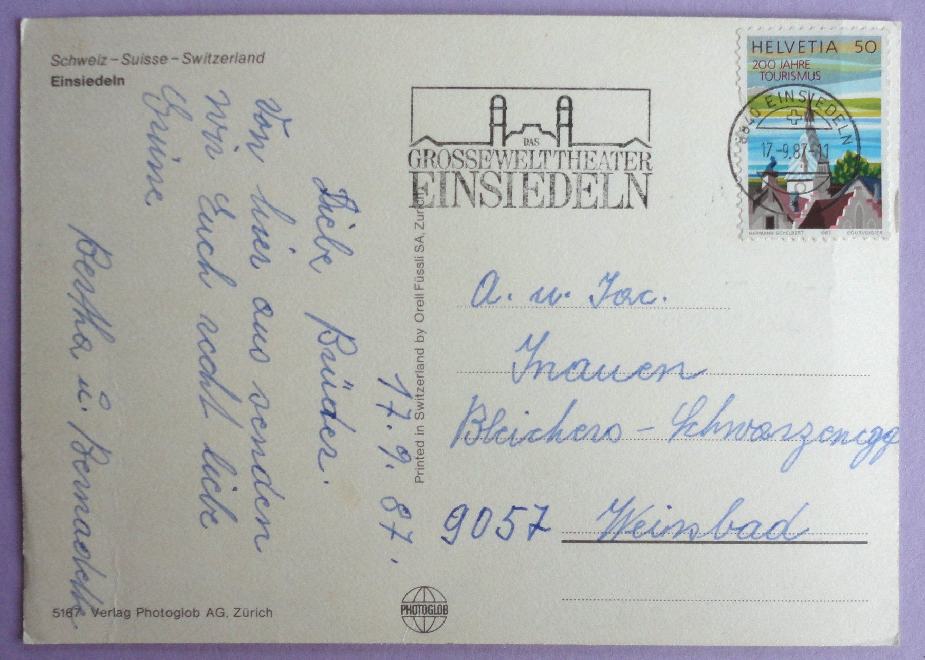 Ansichtskarten: Wallfahrtskirche Einsiedeln – Gebraucht aus Fétigny von Billy2miny 1