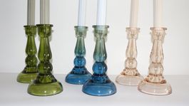 6 Kerzenständer aus Glas - Höhe 16.5cm - Inkl. 6 Kerzen