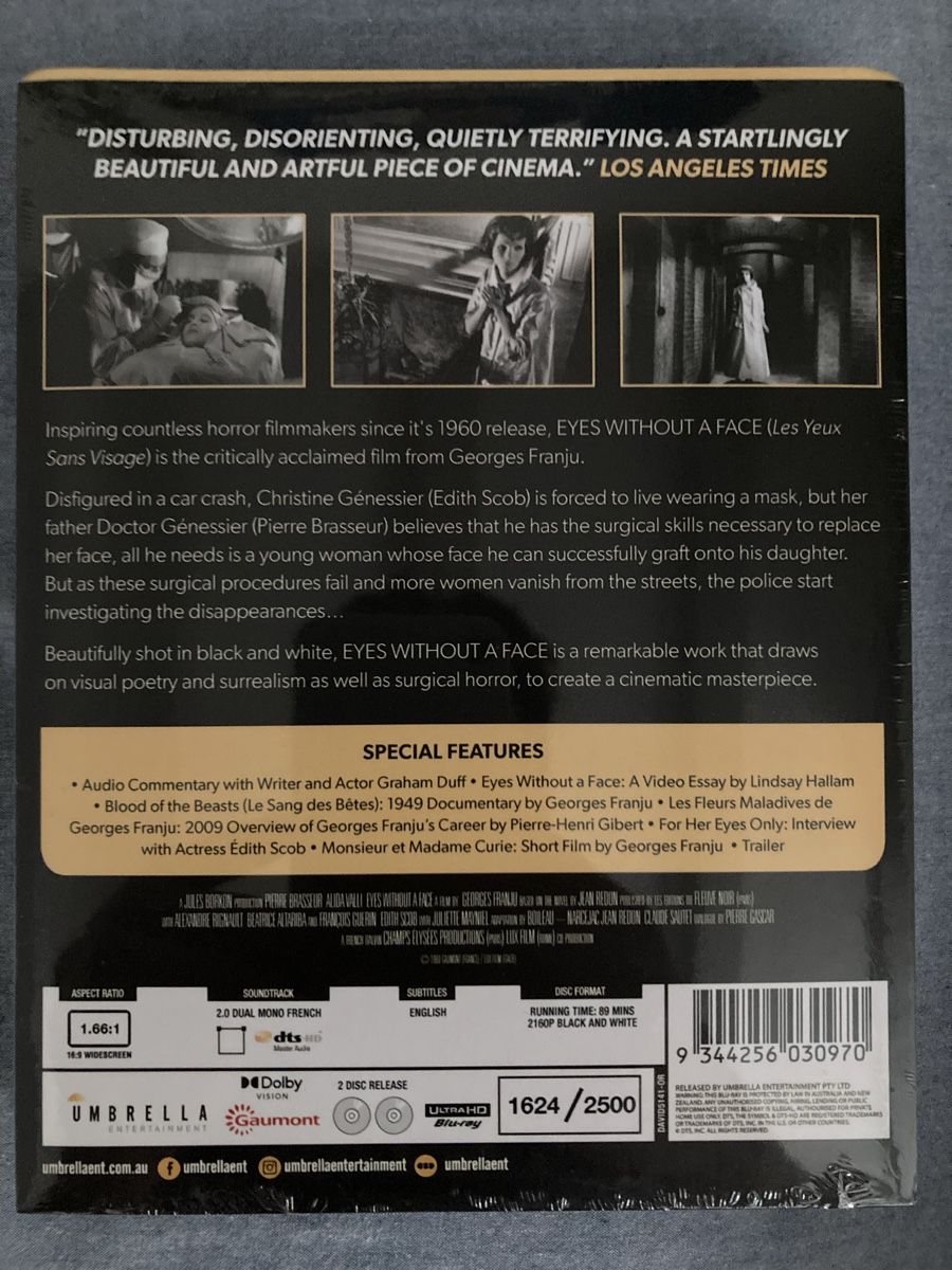 Alle DVDs: Eyes Without a Face - 4K UHD Blu Ray - Umbrella – Neu und originalverpackt aus Prangins von TeeGeeBee 1