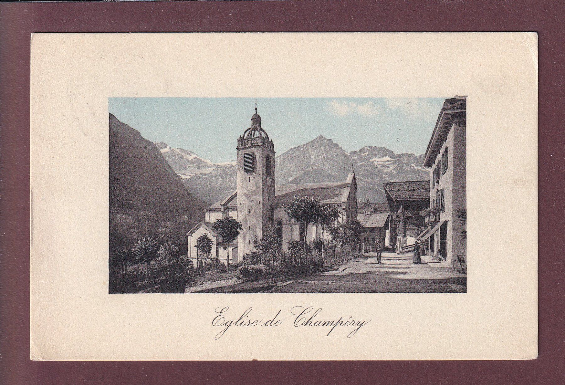Cartoline postali: Eglise de CHAMPERY - 1911 – Usato da Pully venduto da nicecards
