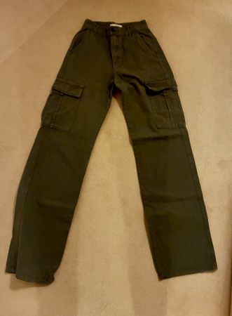 Olive Green Cargo Trousers - Size 36