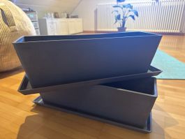 2 Stück Ecopots Brugess 55 Blumenkasten L55xW17xH17