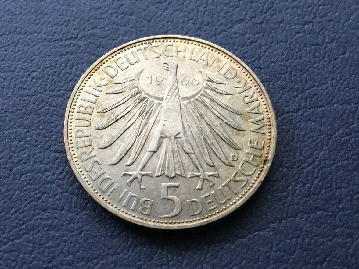 Tutti le monete: 5  Deutsche Mark LEIBNIZ 1966 – Usato da St. Margrethen SG venduto da alfapeugeot10 1