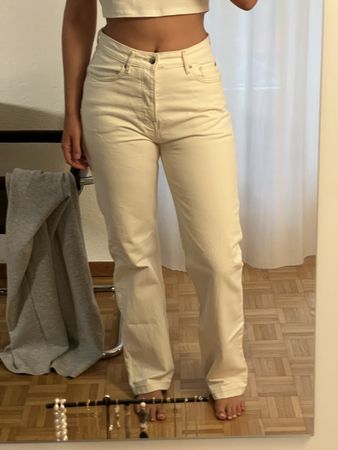 Dua Lipa x Pepe Jeans Hose Grösse 27, Cremeweiss