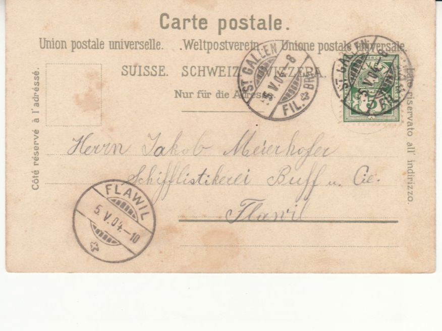 Cartoline postali: St. Gallen 1904 – Usato da Bürglen TG venduto da StampGraf 1