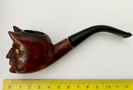 Pfeife geschnitzt Teufel Motiv braun/ Vintage