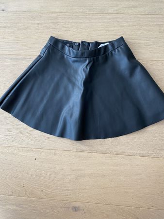 Black Faux Leather Skirt, Flared, H&M, 134