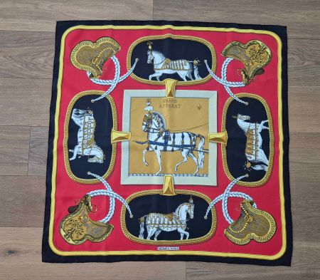 HERMES SEIDENTUCH *GRAND APPARAT* 90 x 90cm, handroulliert!
