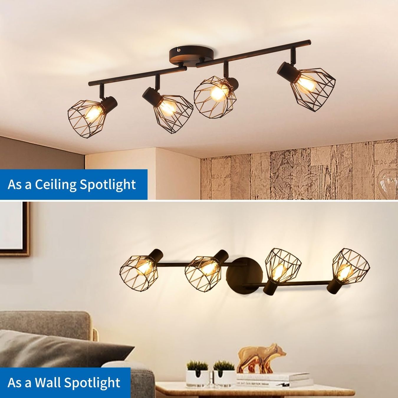 Lampadari & plafoniere: Deckenstrahler 4-flammig E14 Schwenkbar Schwarz – Nuovo e nell'imballaggio originale da Schaffhausen venduto da tra_6j5m 5
