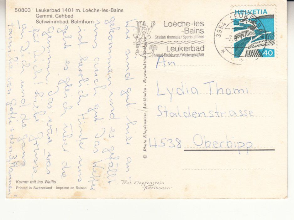 Cartoline postali: Leukerbad 1977 – Usato da Bürglen TG venduto da StampGraf 1