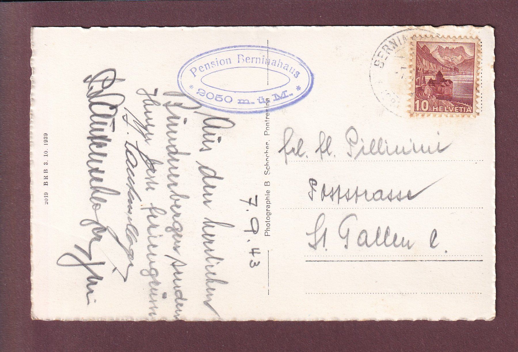 Ansichtskarten: BERNINA-HÄUSER - 1943 – Gebraucht aus Pully von nicecards 1