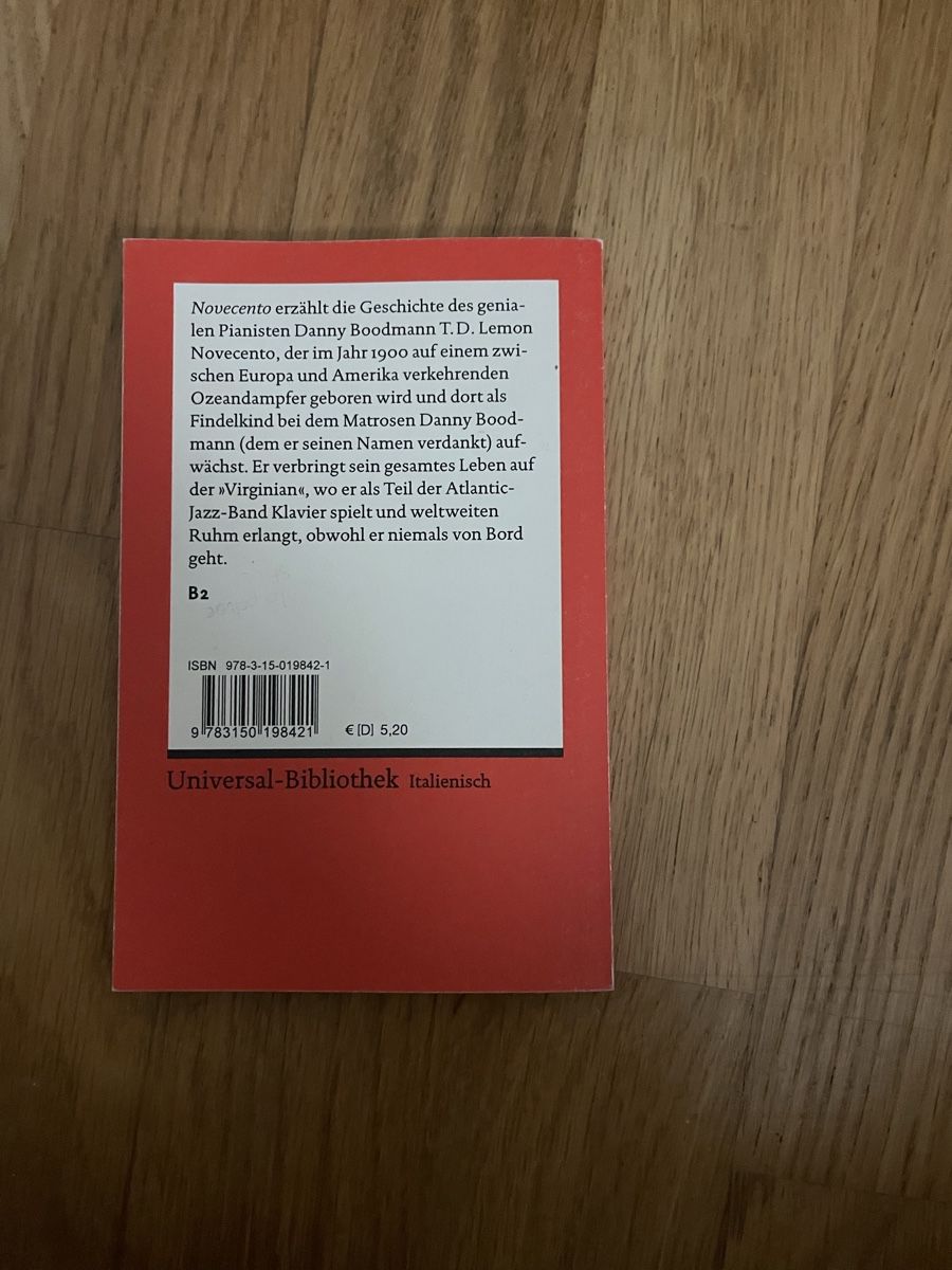 Libri: Alessandro Baricco: Novecento – Usato da Zürich venduto da estela22 1