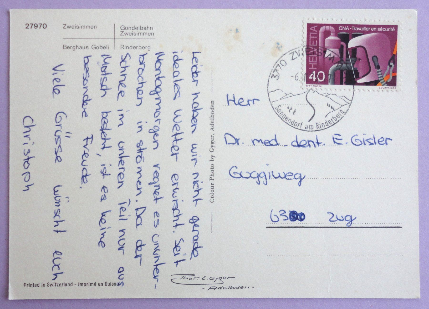 Cartoline postali: Zweisimmen-Rinderberg – Difettoso da Fétigny venduto da Billy2miny 1
