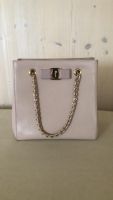 Salvatore Ferragamo Tote Bag, Beige, Gold Chain, Bow Detail