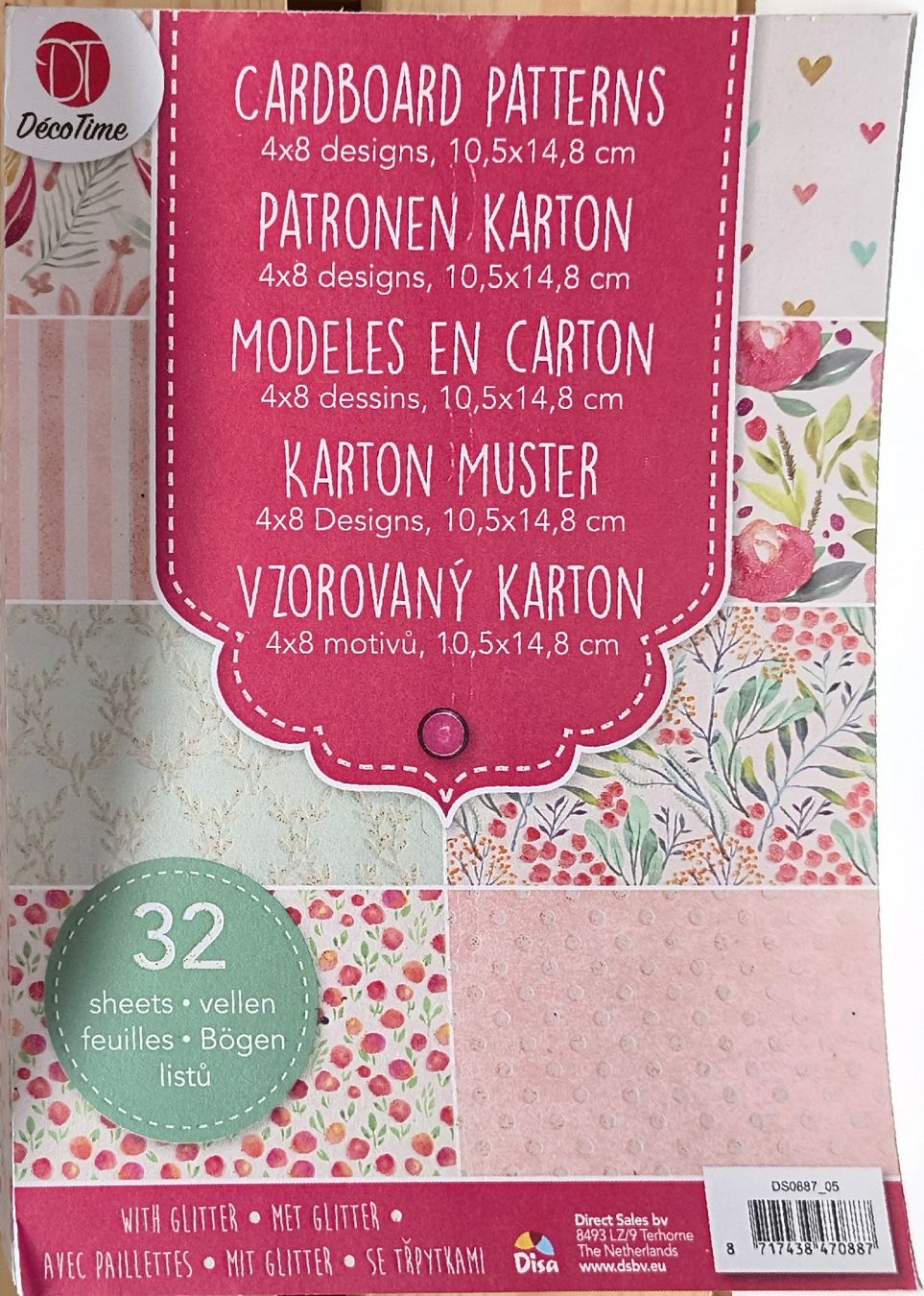 Carta: Decopapier Kartonbögen mit Glitzer Muster Mix Designs DIY – Nuovo e nell'imballaggio originale da Würenlingen venduto da pjs-at-tutti 2