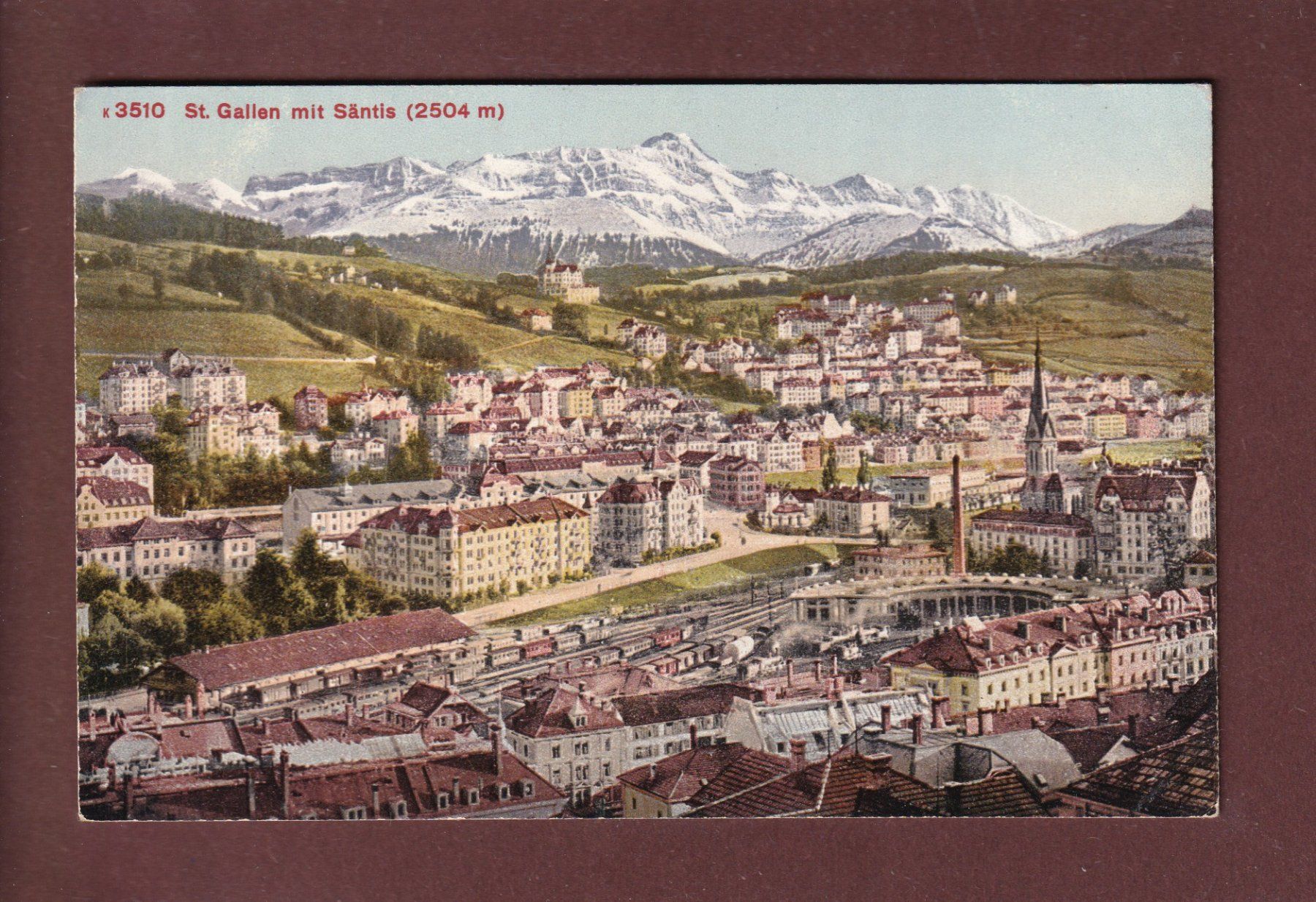Cartoline postali: ST. GALLEN - Teilansicht - Säntis – Usato da Pully venduto da nicecards