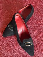 CARINA Vintage Wildleder Pumps Schwarz mit Schnalle