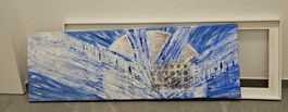 Unikat-Bild-Collage in Blautönen inkl. Schattenrahmen
