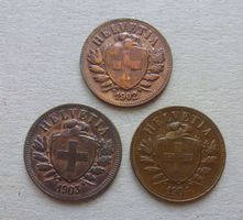 Schweiz ++ 2 Rappen 1902, 1903, 1904, gute Erhaltungen