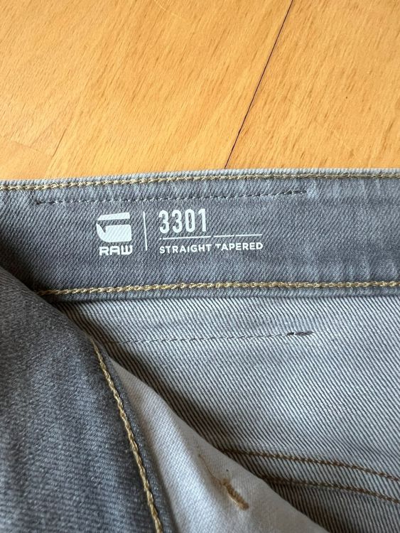 G-Star Jeans '3301 Straight Tapered' Hellgrau 32/36 4
