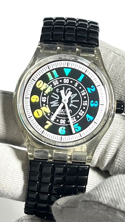 Coole Swatch Music Call Uhr, Kultuhr mit schwarzem Armband! 2