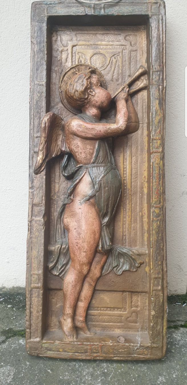 Sculture & Statue: 2 Engel Wandbilder - Relief - Putte - Harfe - Posaune - alt – Usato da Staufen venduto da jasminm01 5