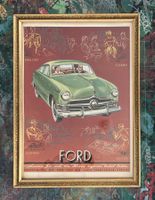 Ford Cars - Alte gerahmte Grafik-Werbung 1950