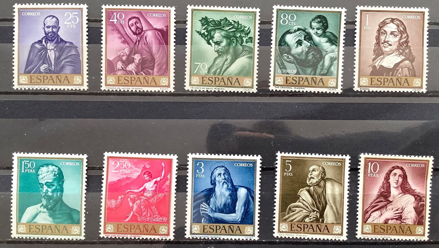 Tutti i francobolli: 1963 Spanien - Gemälde VII Ribera   Satz ** Mi- 1384 - 1393 – Nuovo (secondo la descrizione) da Liestal venduto da Pep3