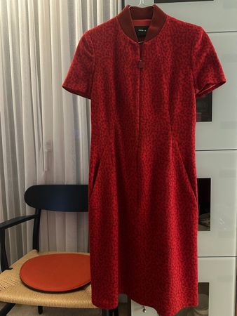 Akris Kleid rot Wolle Seide Gr. 36 neuwertig