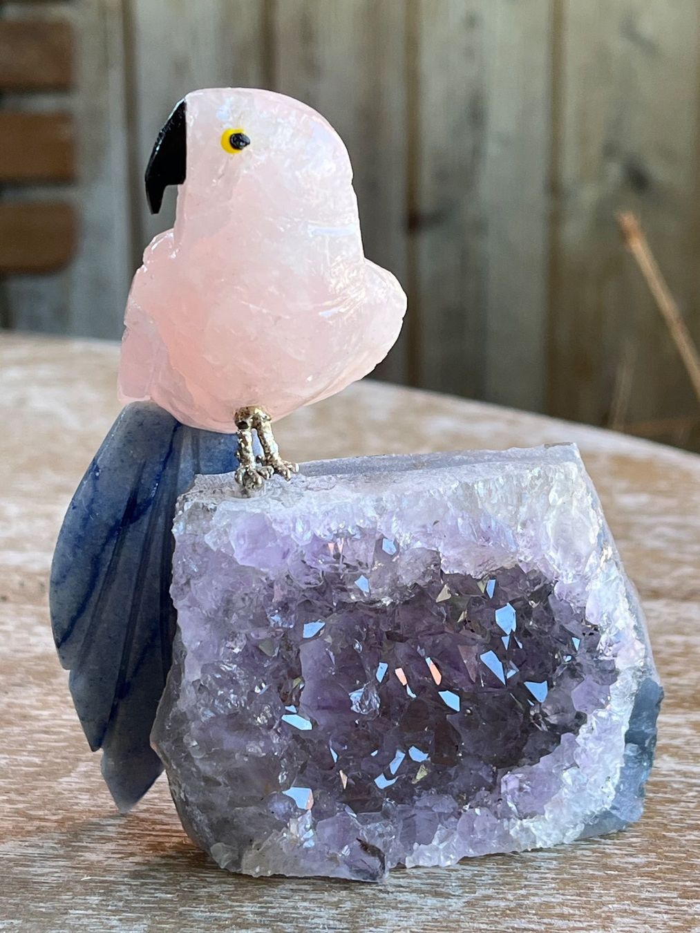 Statuette: Papageien-Figur aus Halbedelsteinen – Usato da Bauma venduto da Budgerigar