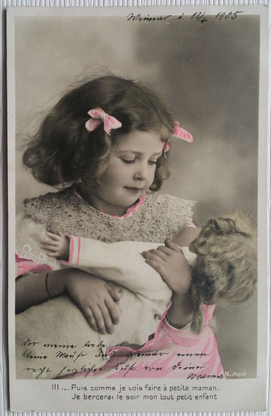 Cartoline postali: AK Ansichtskarte, Mädchen mit Puppe (XIII), 1906 – Usato da Oberriet SG venduto da Manick