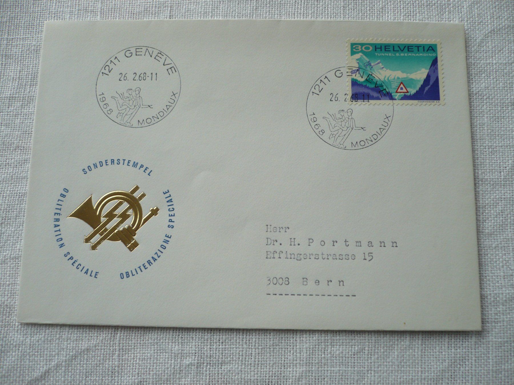 Alle Briefmarken: 1968 Eiskunstlauf-WM, Genève – Gebraucht aus Zürich von saltandpepper008