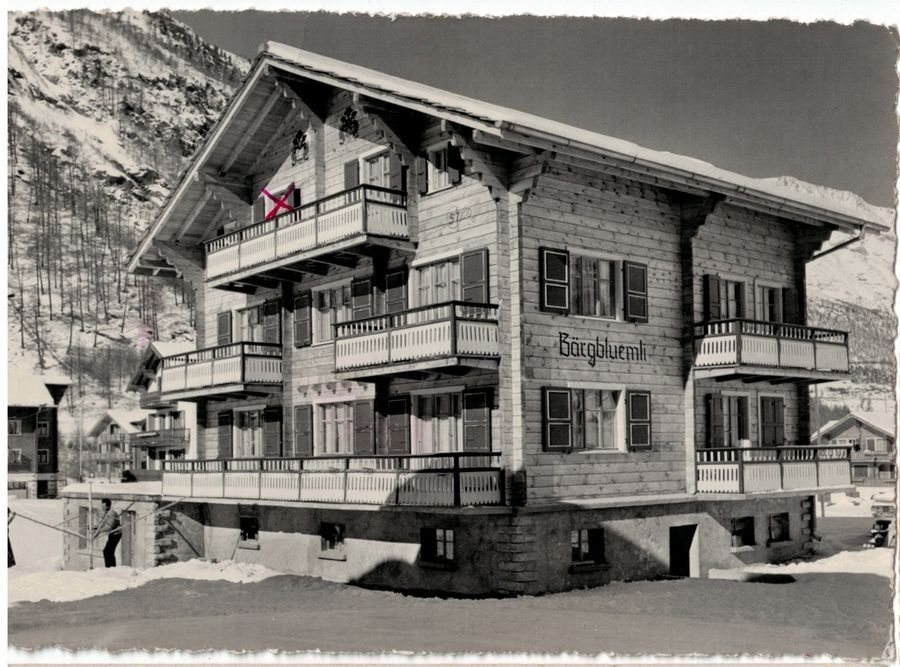 Cartoline postali: Saas-Almagell, Chalet Bärgbluemli, um 1955 – Usato da Frauenfeld venduto da POML