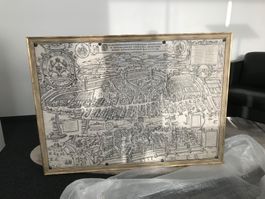 Antike Karte Zürich v. J. Murer, neu gerahmt, 1a, Rarität