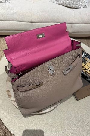 HERMES KELLY 32, GRIS & PINK