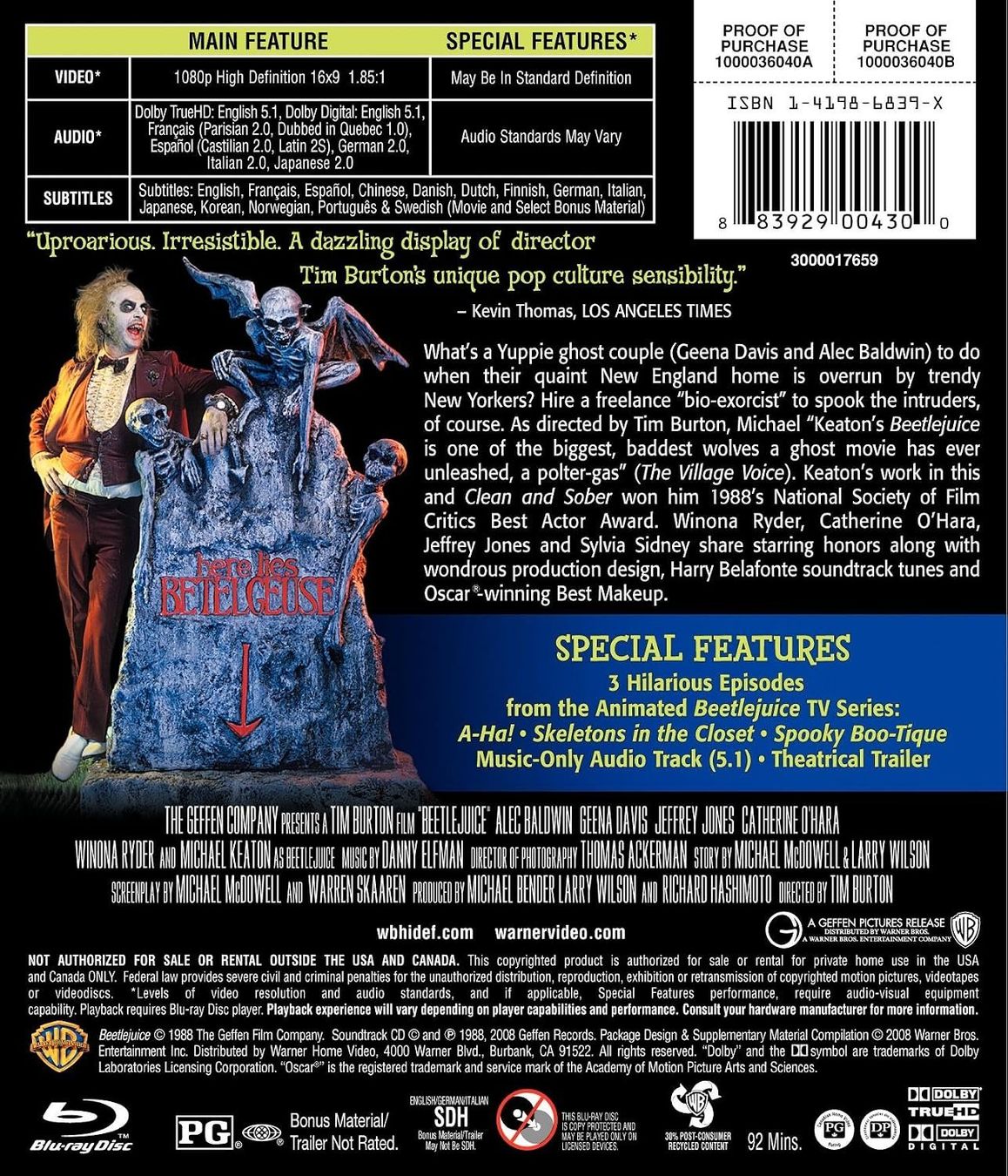 Alle DVDs: Blu-ray Beetlejuice Michael Keaton US Version Code A - OVP! – Neu und originalverpackt aus Duggingen von nad_6yzh 1