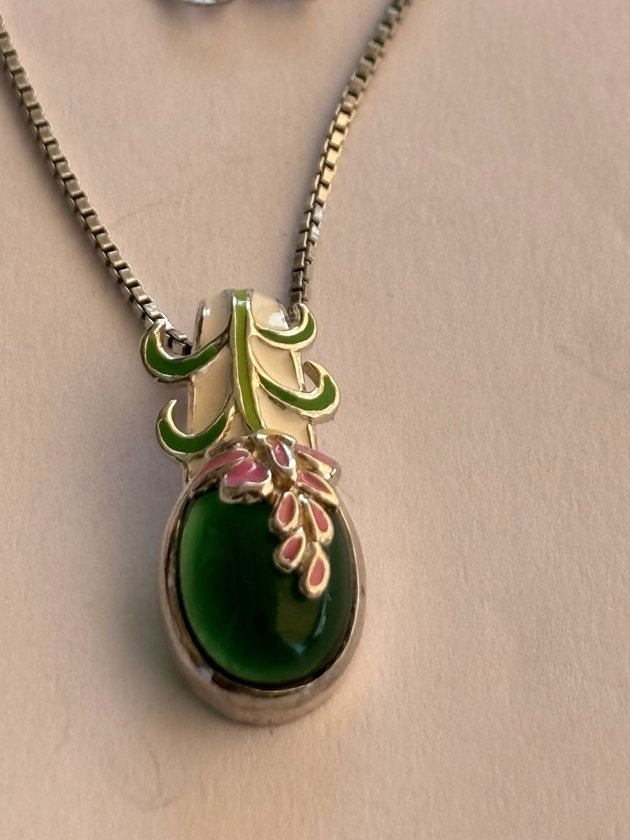 Catenine: Collier mit Anhänger, Silber800 , Emaille, Stein, Sigal – Usato da Langnau am Albis venduto da flusspflege 1